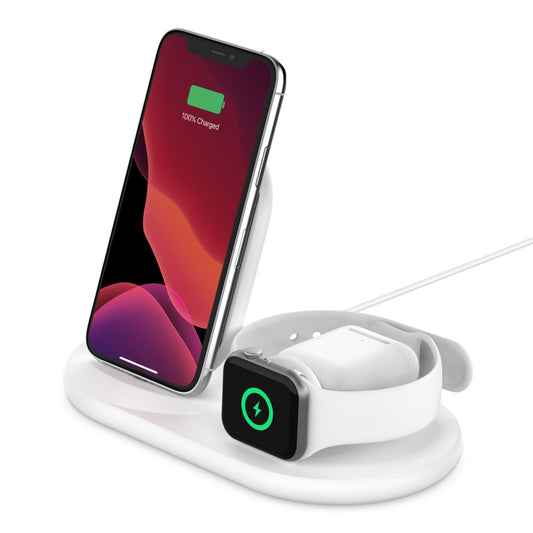 Belkin BoostCharge 3-i-1 Trådløs lader - Hvit