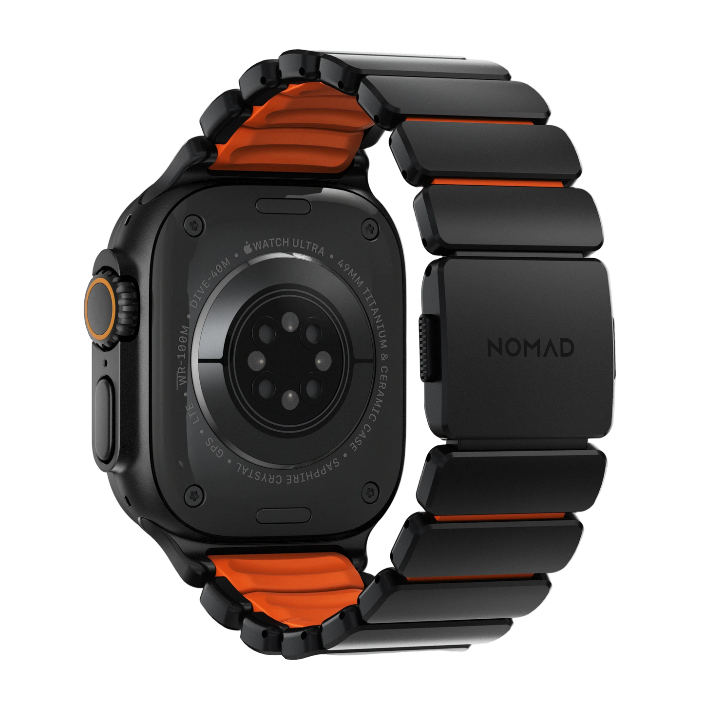 Nomad 49/46 mm Stratos Band Reim - Black Titanium/Ultra Orange