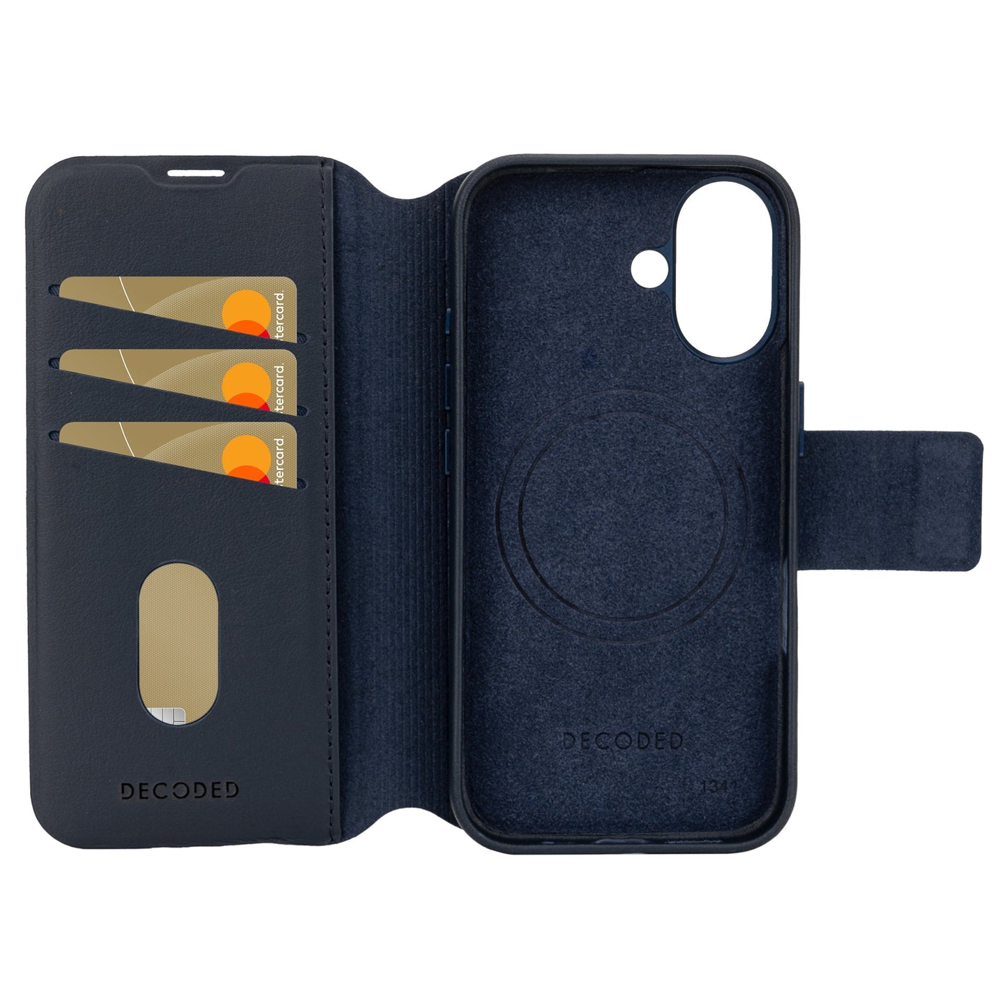 Decoded Lommebokdeksel i skinn med MagSafe til iPhone 16 - Navy