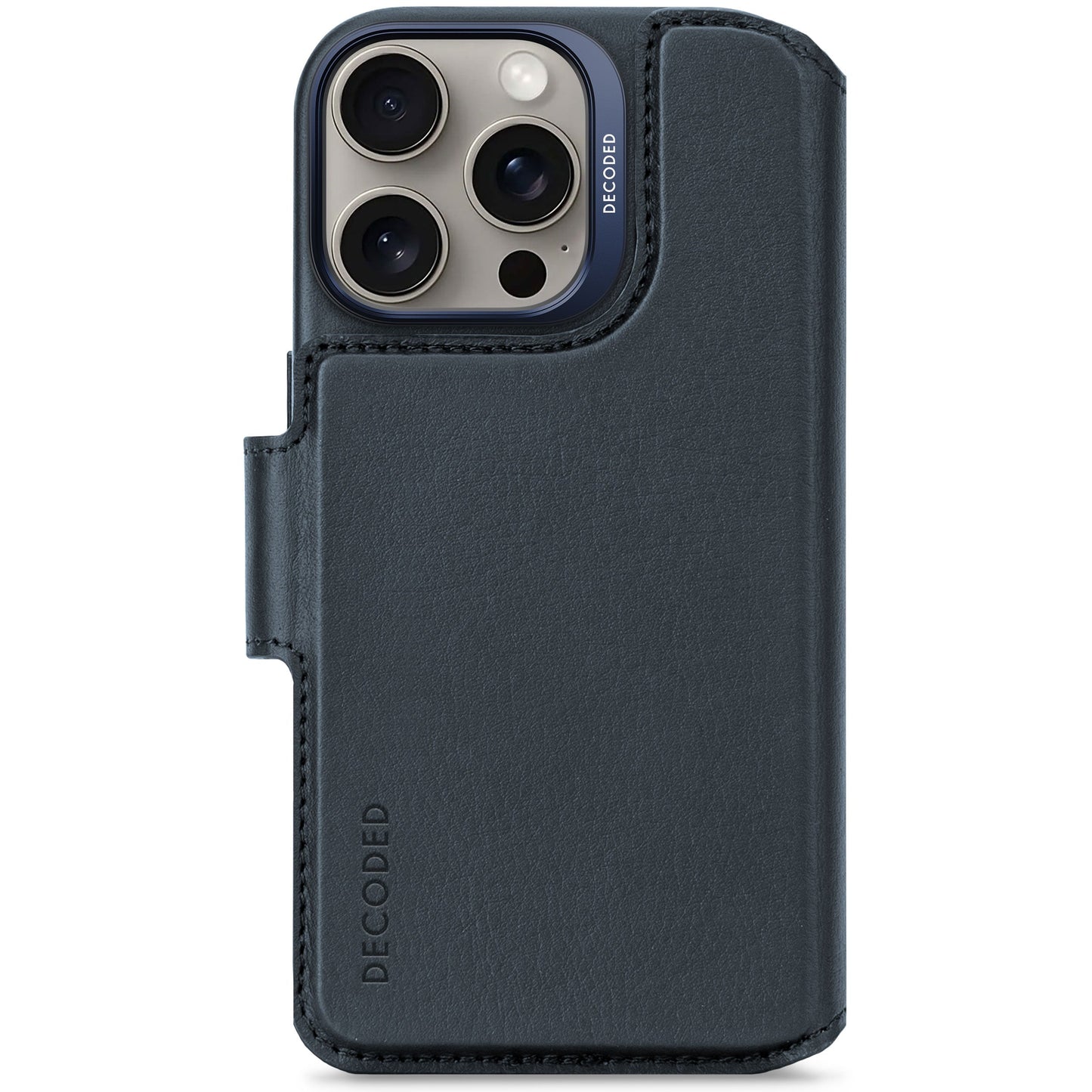 Decoded Lommebokdeksel i skinn med MagSafe til iPhone 16 Pro - Navy