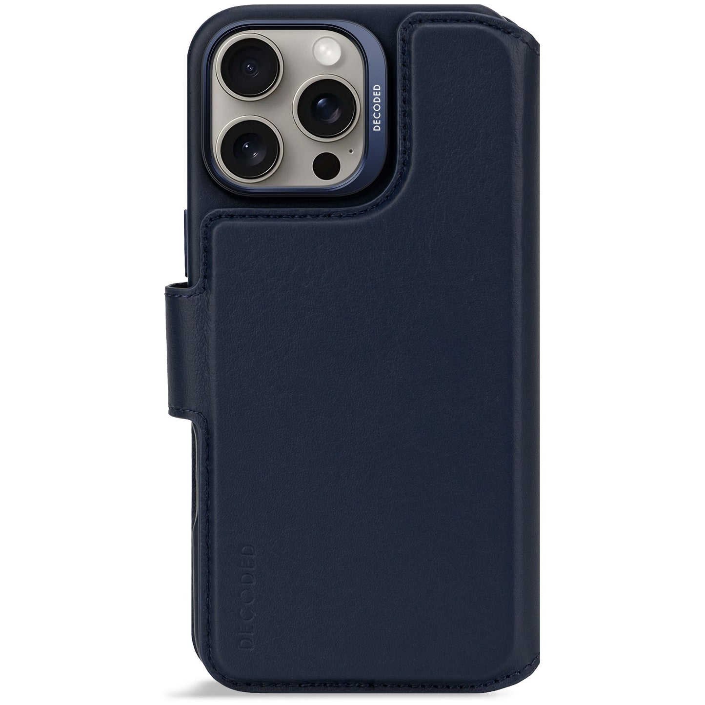 Decoded Lommebokdeksel i skinn med MagSafe til iPhone 16 Pro Max - Navy