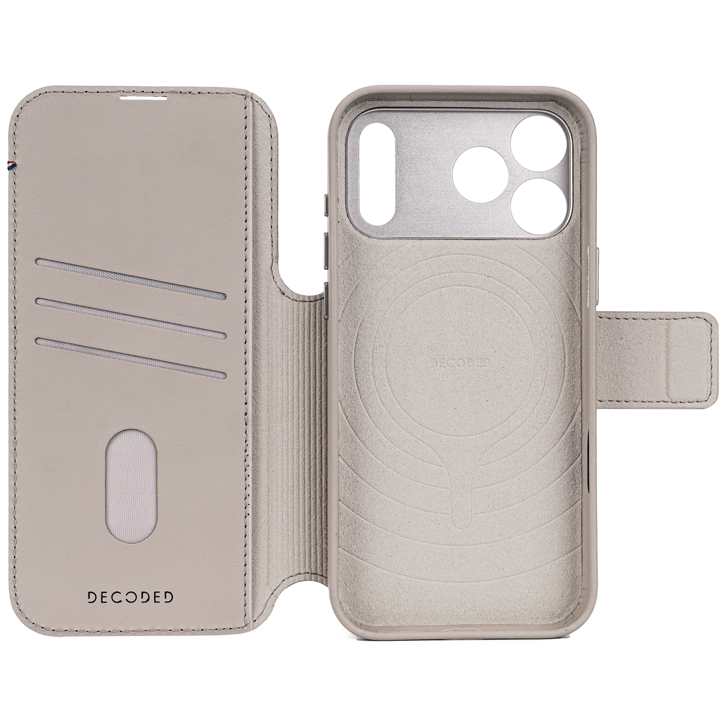 Decoded Lommebokdeksel i skinn med MagSafe til iPhone 17 Pro - Clay