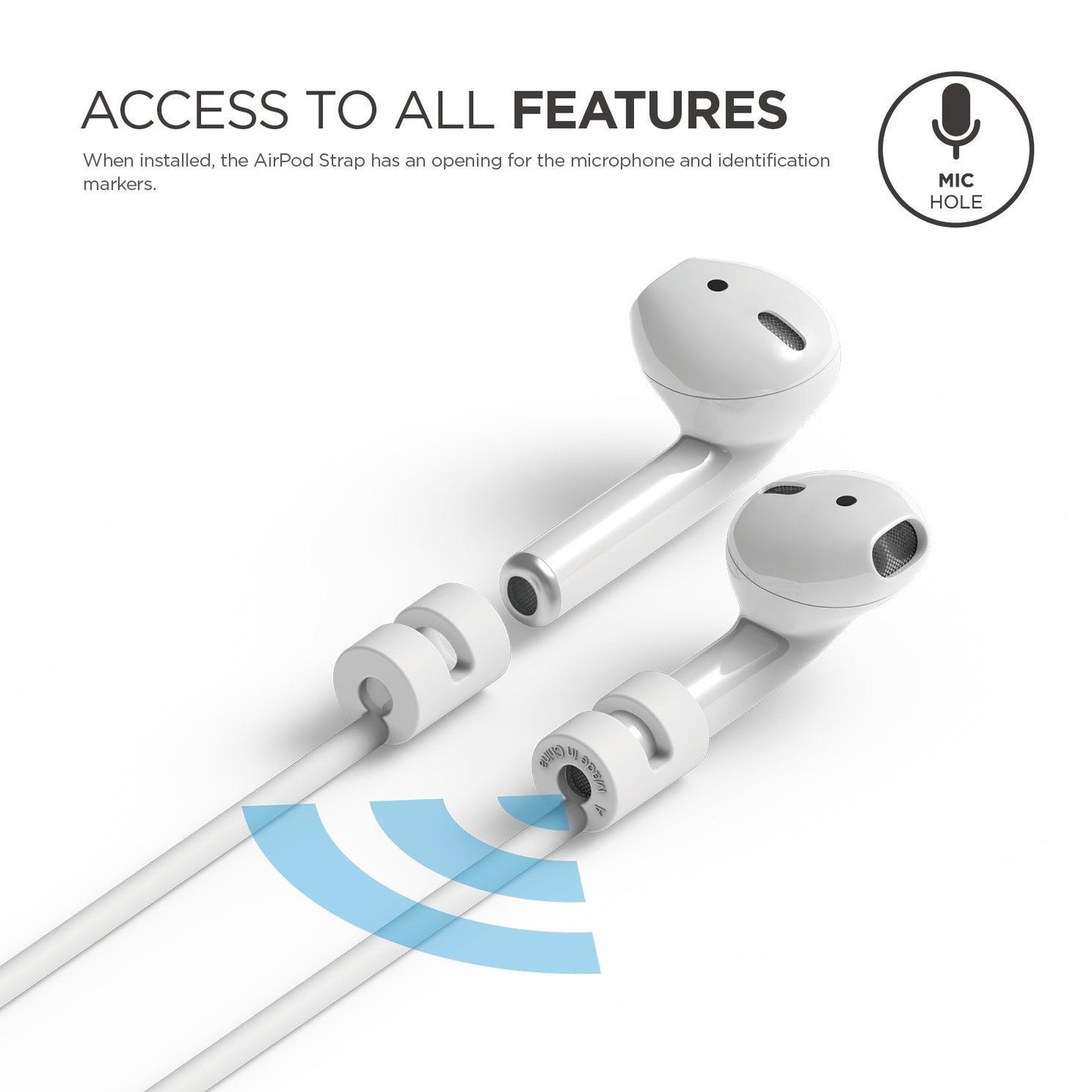 Elago Straps til AirPods (1. og 2. gen.) - Hvit