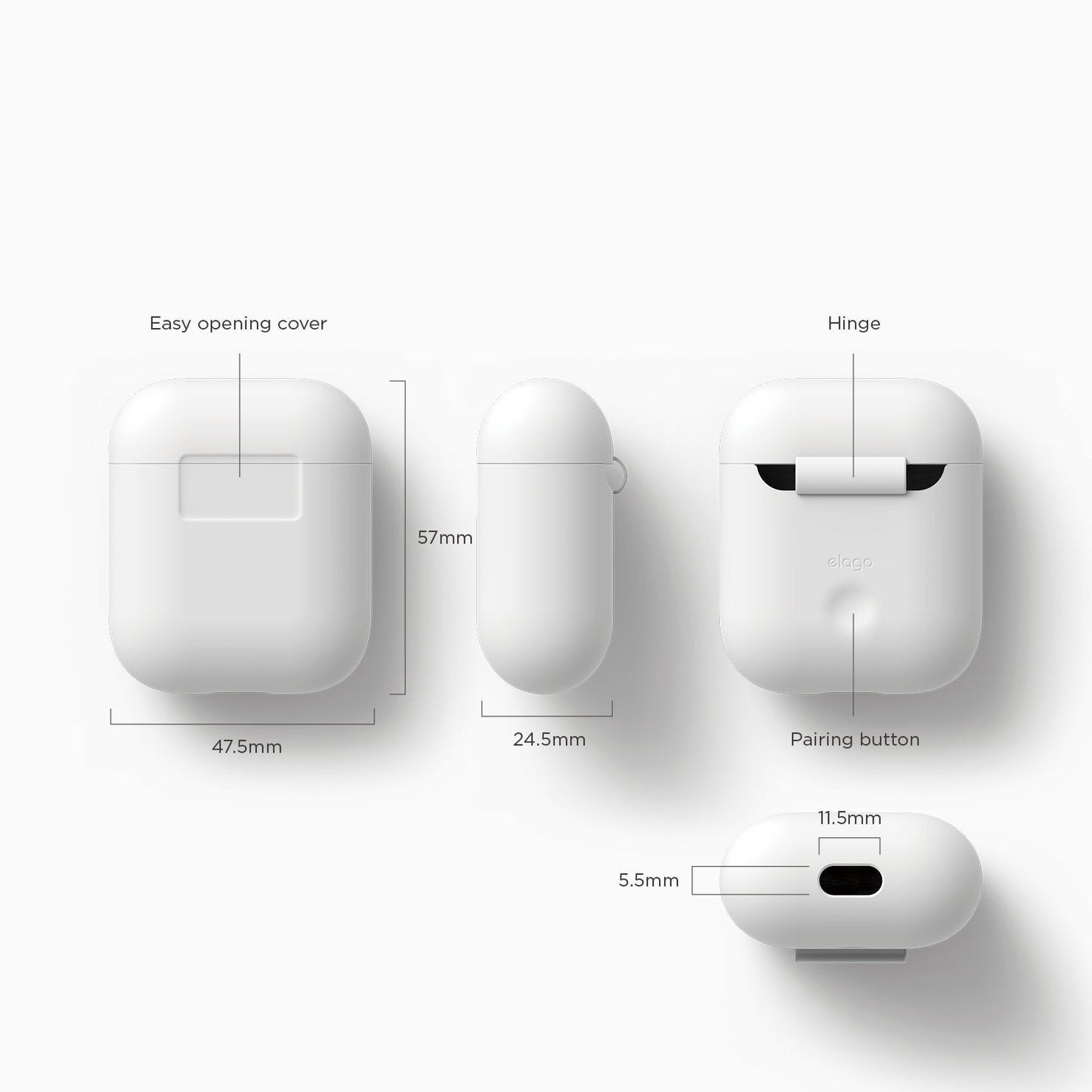 Elago silikondeksel til AirPods - hvit