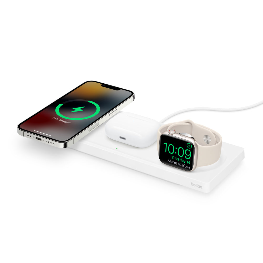 Belkin 3-i-1 MagSafe Trådløs Ladeplate - Hvit