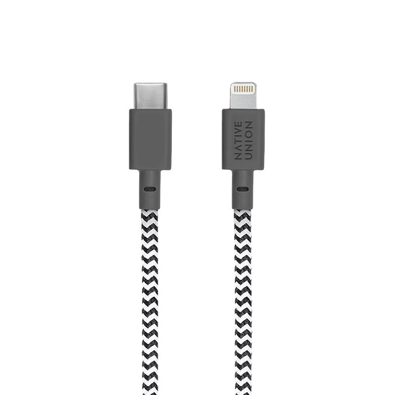Native Union Belt 3 m USB-C til Lightning kabel - Zebrastripet
