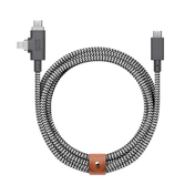 Native Union 2.4 m USB-C til USB-C/Lightning Belt Cable Duo Pro 240W Ladekabel - Zebra
