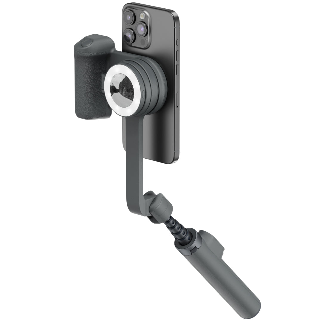 ShiftCam SnapTravel Kit Essential iPhone Selfiestang med kamerautløser og ringlys - Midnatt
