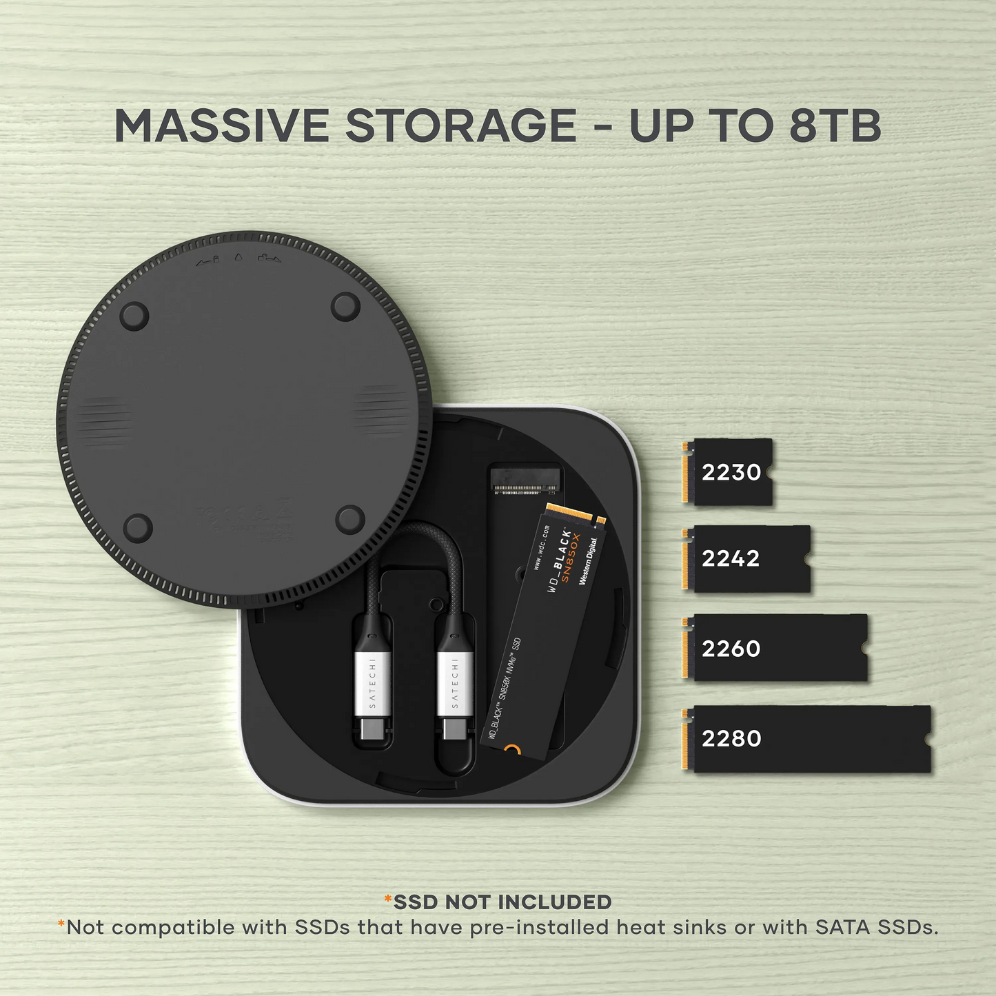 Satechi USB4 Slim NVMe SSD-kabinett til Mac mini